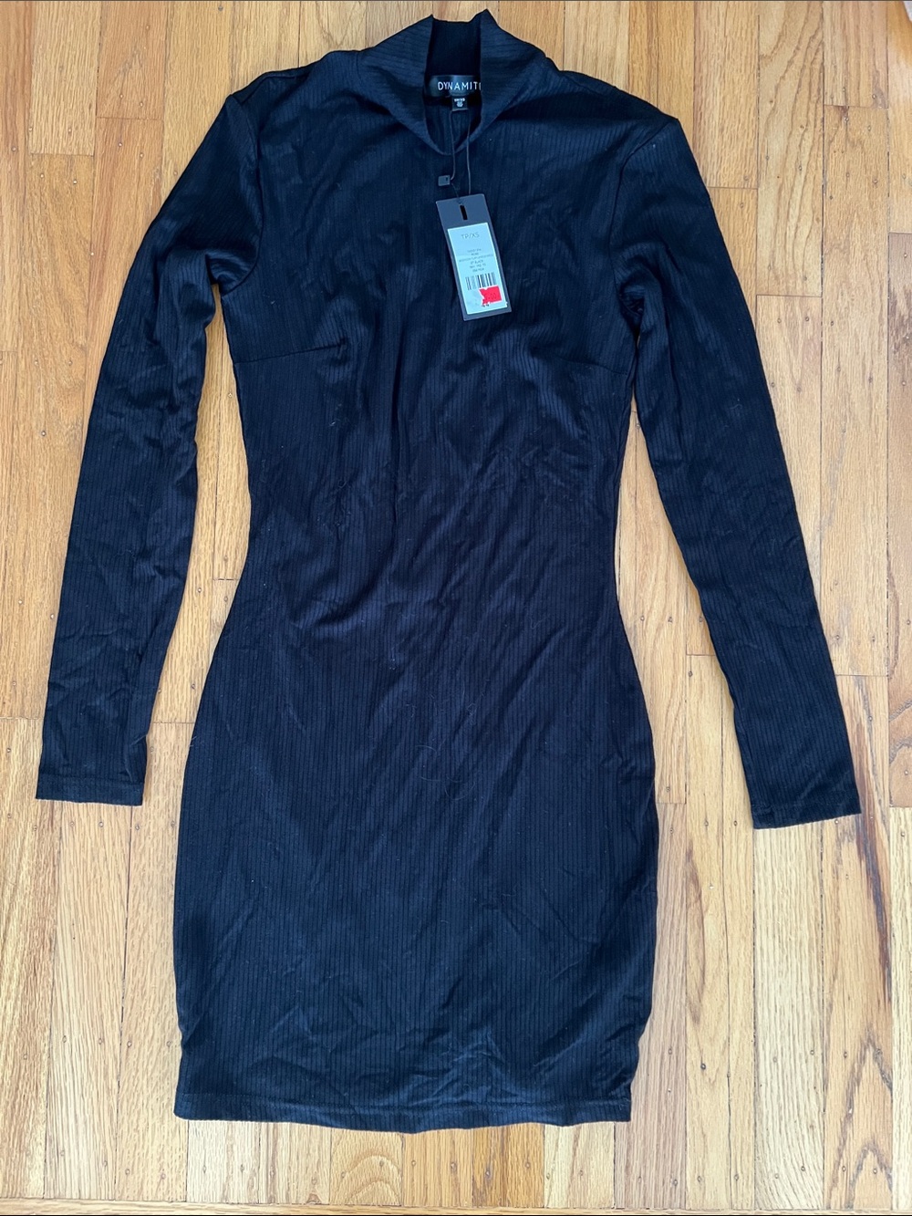 BNWT Dynamite black ribbed bodycon mini dress XS